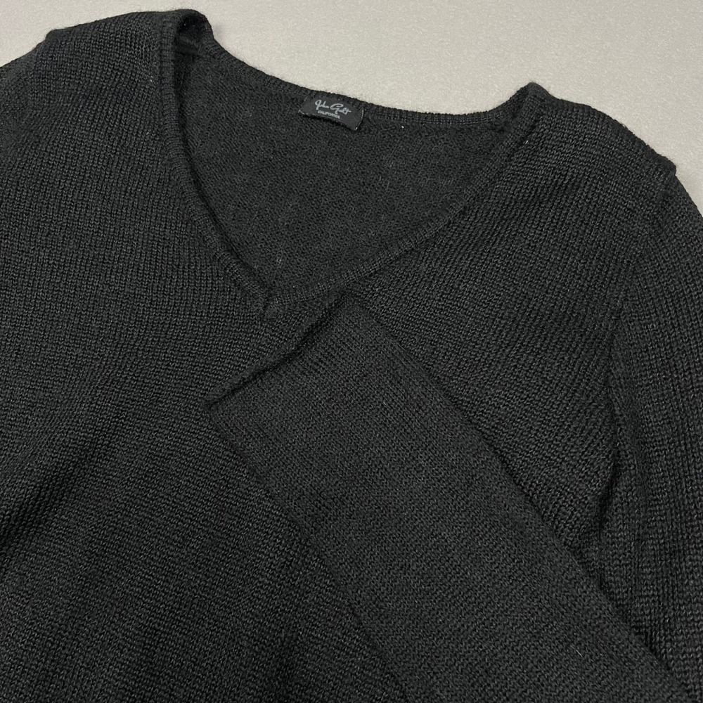 John Galt Womens S Black Mohair Blend Rolled Hem Sweater Semi Sheer Soft Goth